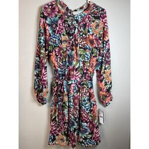 Donna Ricco Dress Floral Multi Color Size 4 Long Sleeve‎ Spring Summer NEW
